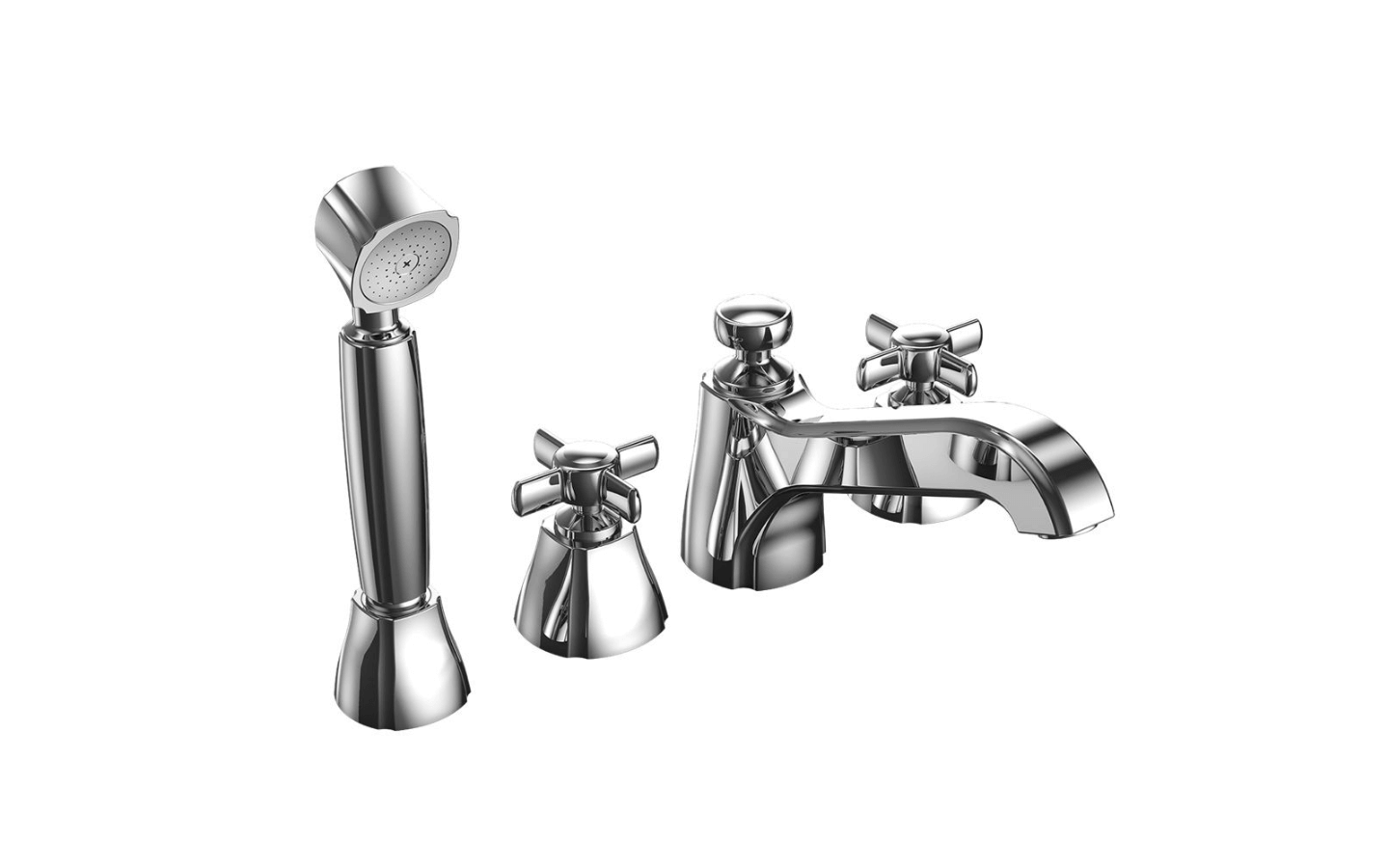 Toto Guinevere® Deck-Mount Bath Faucet with Cross Handles, Handshower and Diverter