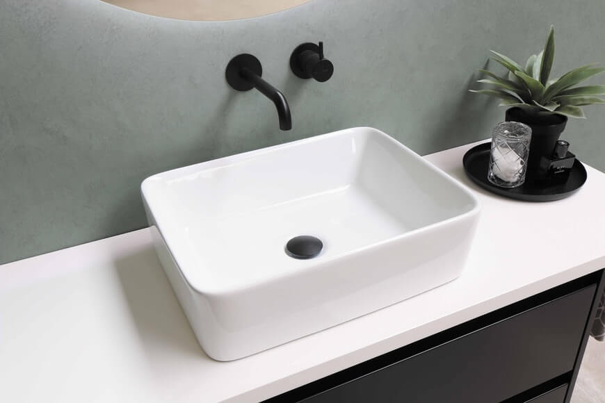 white vessel sink