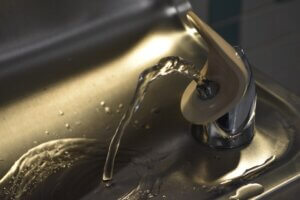 water fountain with water coming out of the spout