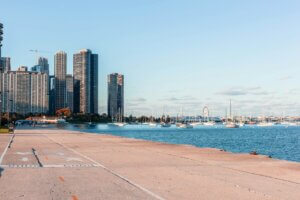 Chicago skyline along Lake Michigan
